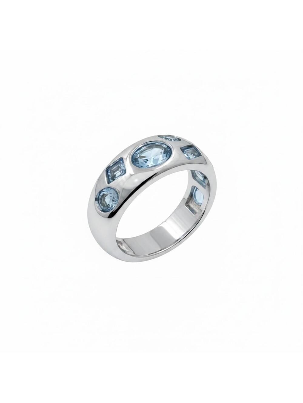 Bomb Party Early Morning Sparkle Aquamarine Cubic Zirconia Ring SZ 6